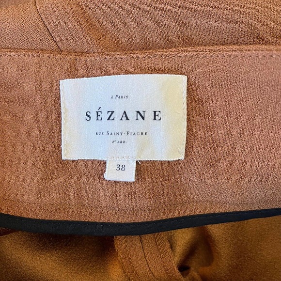 Sezane Georges Trousers Women's 38/6 Camel Ankle Italian Pockets High Rise - Picture 6 of 10